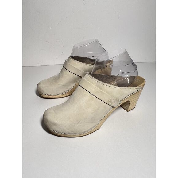 Sandgrens EUC Sand Nubuck Light Base Maya 3" Heel Clog Mule Shoe 40 EU 9-9.5 US - Picture 3 of 10